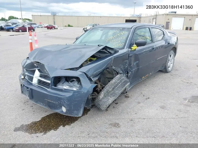 2008 Dodge Charger Sxt VIN: 2B3KK33G18H141360 Lot: 20211323