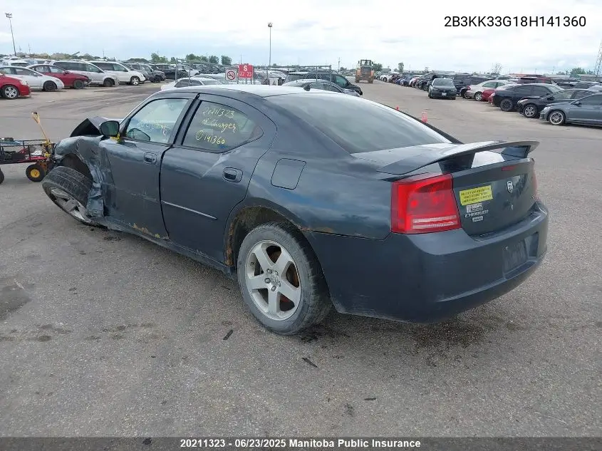 2008 Dodge Charger Sxt VIN: 2B3KK33G18H141360 Lot: 20211323