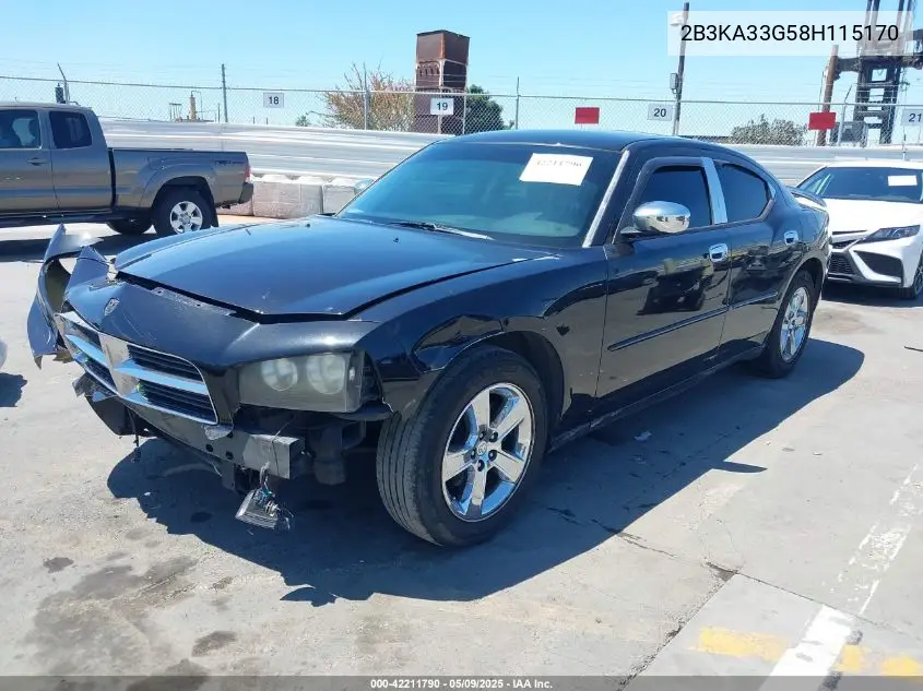 2008 Dodge Charger Sxt VIN: 2B3KA33G58H115170 Lot: 42211790