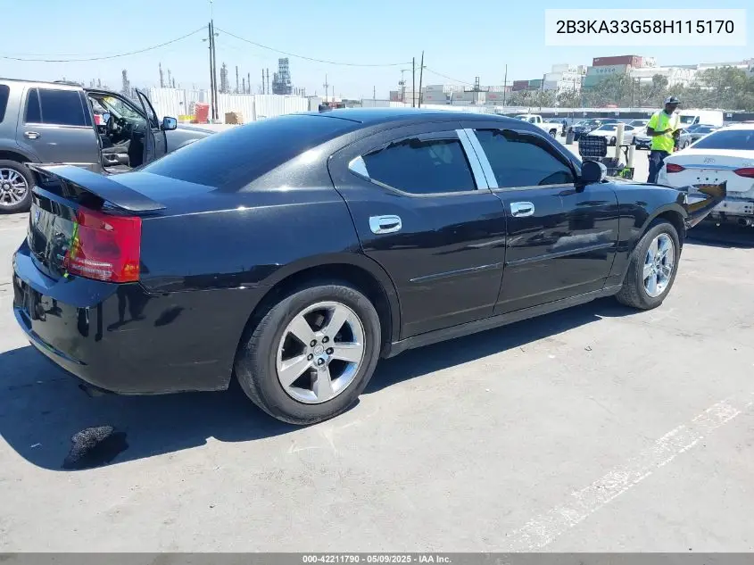 2008 Dodge Charger Sxt VIN: 2B3KA33G58H115170 Lot: 42211790