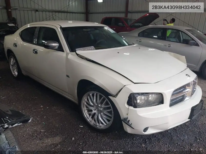 2008 Dodge Charger VIN: 2B3KA43G98H334042 Lot: 42603893