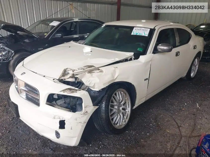 2008 Dodge Charger VIN: 2B3KA43G98H334042 Lot: 42603893