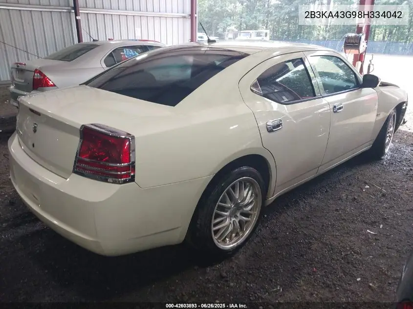2008 Dodge Charger VIN: 2B3KA43G98H334042 Lot: 42603893