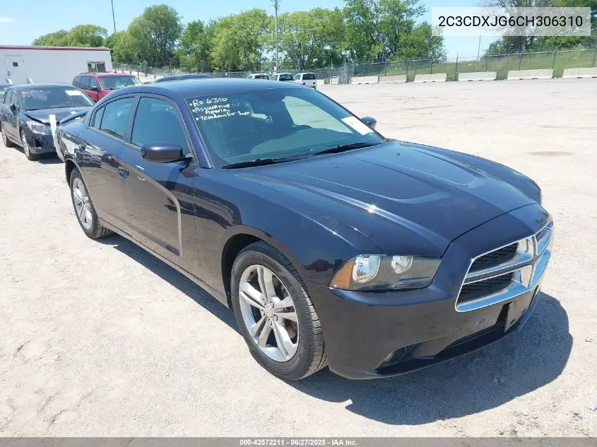 2012 Dodge Charger Sxt VIN: 2C3CDXJG6CH306310 Lot: 42572211