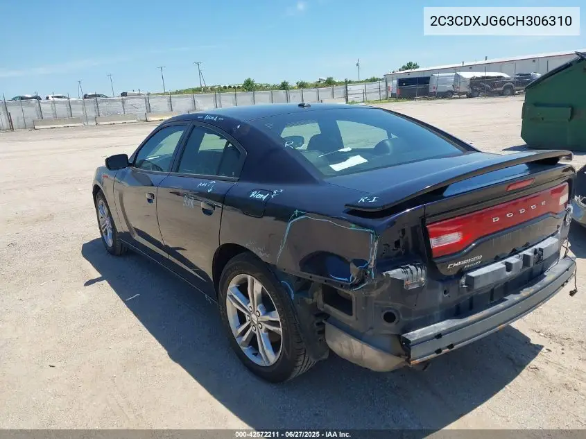 2012 Dodge Charger Sxt VIN: 2C3CDXJG6CH306310 Lot: 42572211