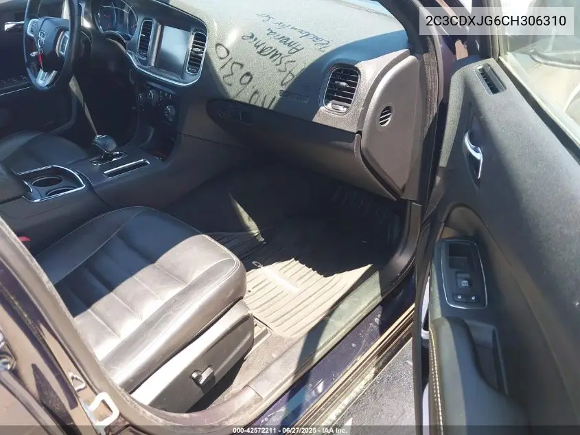 2012 Dodge Charger Sxt VIN: 2C3CDXJG6CH306310 Lot: 42572211