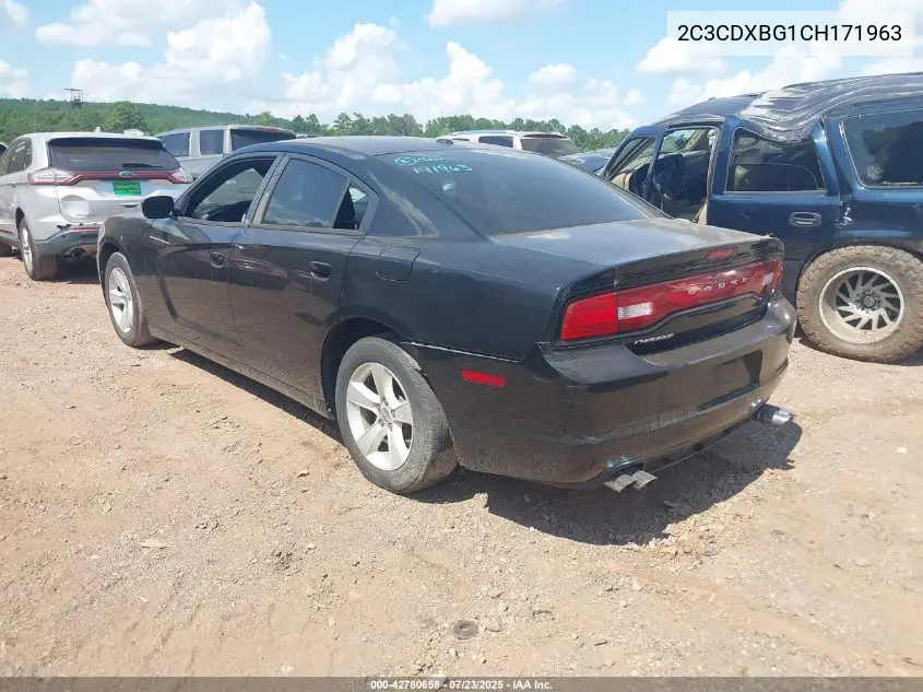 2012 Dodge Charger Se VIN: 2C3CDXBG1CH171963 Lot: 42780658