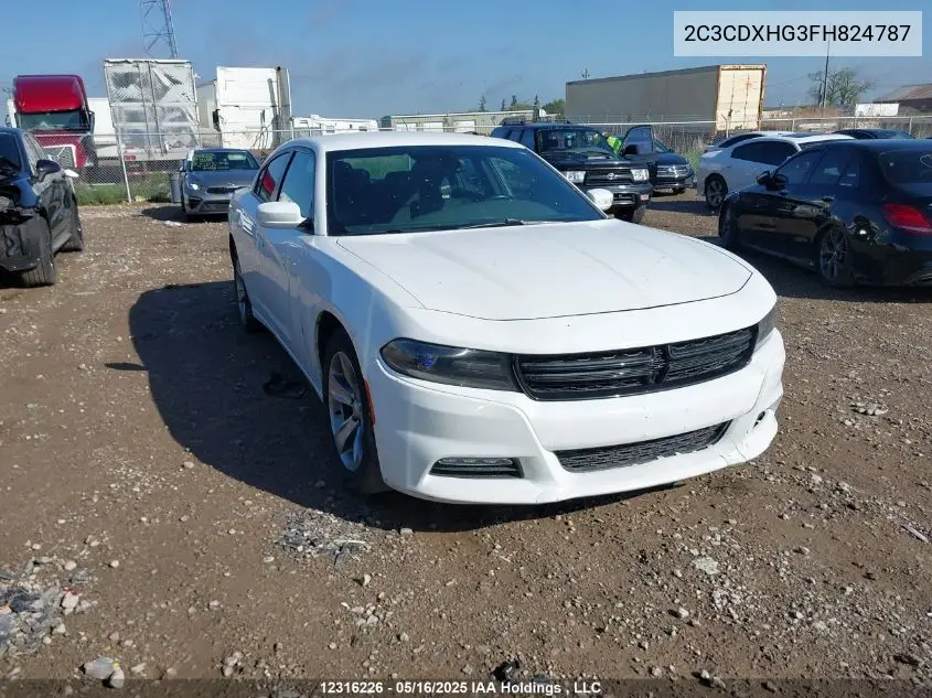 2015 Dodge Charger VIN: 2C3CDXHG3FH824787 Lot: 12316226
