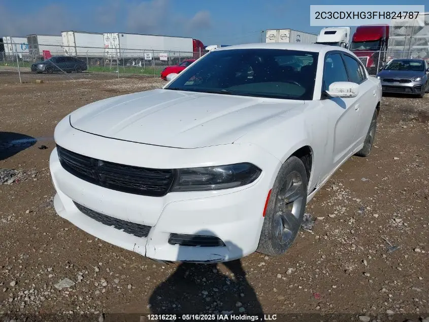 2015 Dodge Charger VIN: 2C3CDXHG3FH824787 Lot: 12316226