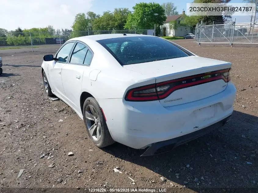 2015 Dodge Charger VIN: 2C3CDXHG3FH824787 Lot: 12316226