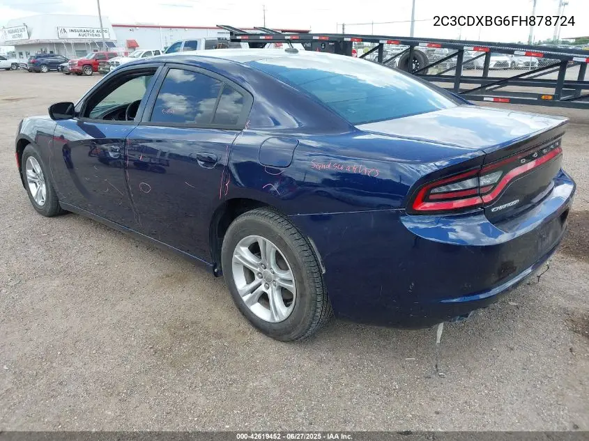 2015 Dodge Charger Se VIN: 2C3CDXBG6FH878724 Lot: 42619452