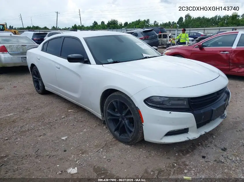 2016 Dodge Charger Sxt VIN: 2C3CDXHGXGH143740 Lot: 42617692