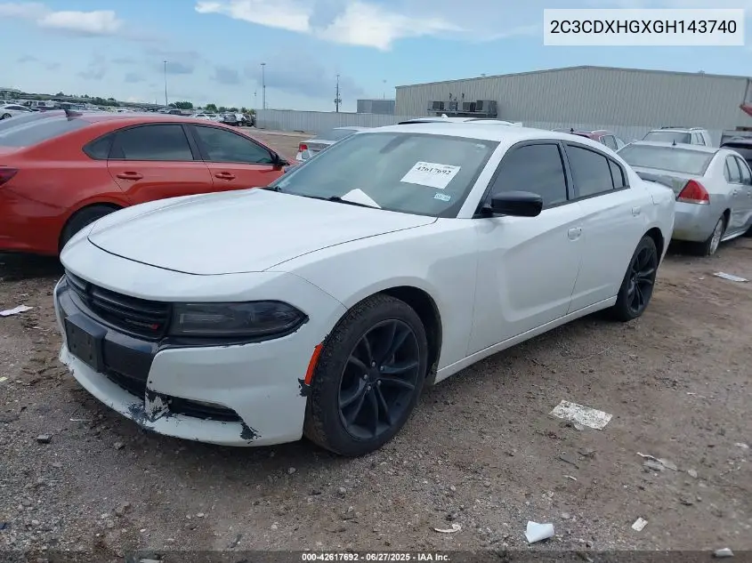 2016 Dodge Charger Sxt VIN: 2C3CDXHGXGH143740 Lot: 42617692