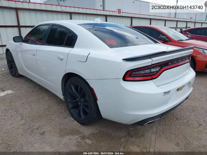 2016 Dodge Charger Sxt VIN: 2C3CDXHGXGH143740 Lot: 42617692