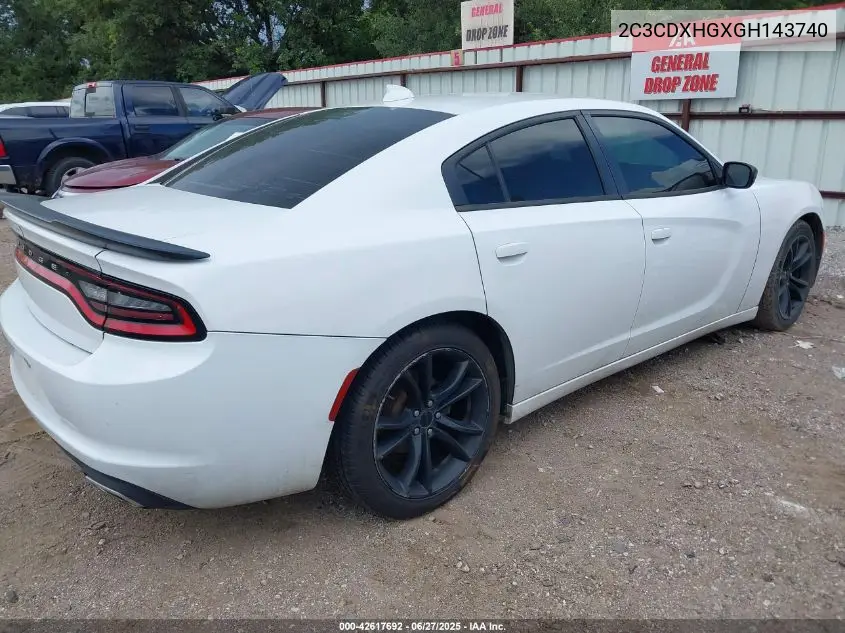 2016 Dodge Charger Sxt VIN: 2C3CDXHGXGH143740 Lot: 42617692