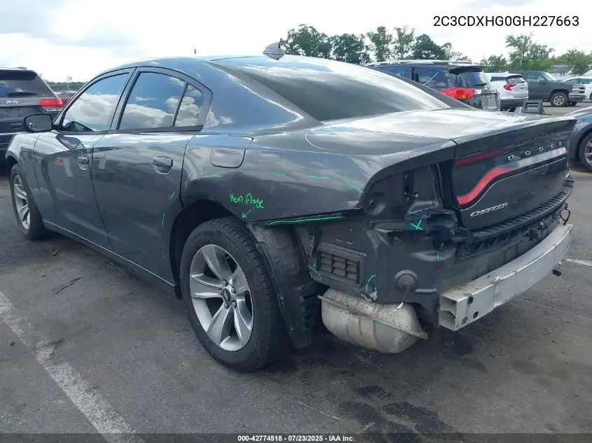 2016 Dodge Charger Sxt VIN: 2C3CDXHG0GH227663 Lot: 42774518
