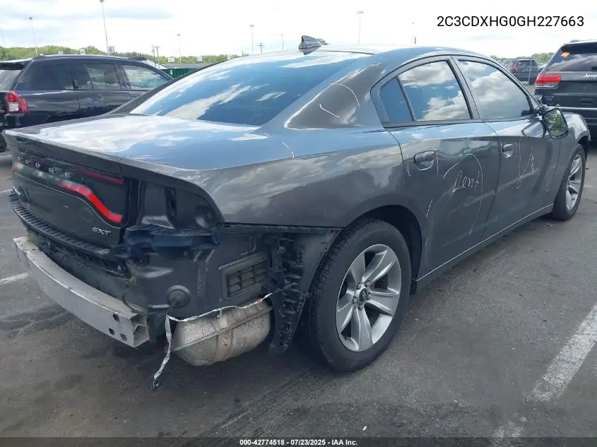 2016 Dodge Charger Sxt VIN: 2C3CDXHG0GH227663 Lot: 42774518