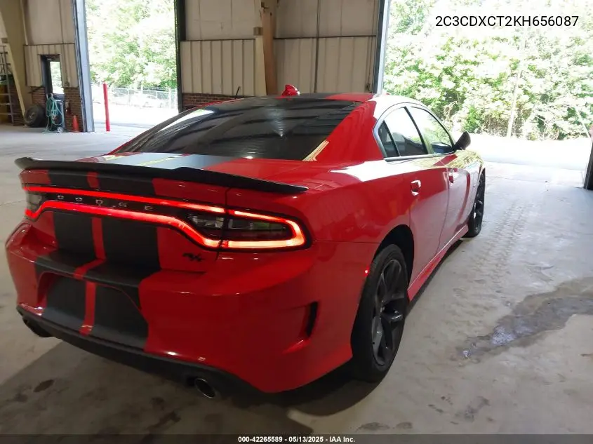 2019 Dodge Charger R/T Rwd VIN: 2C3CDXCT2KH656087 Lot: 42265589