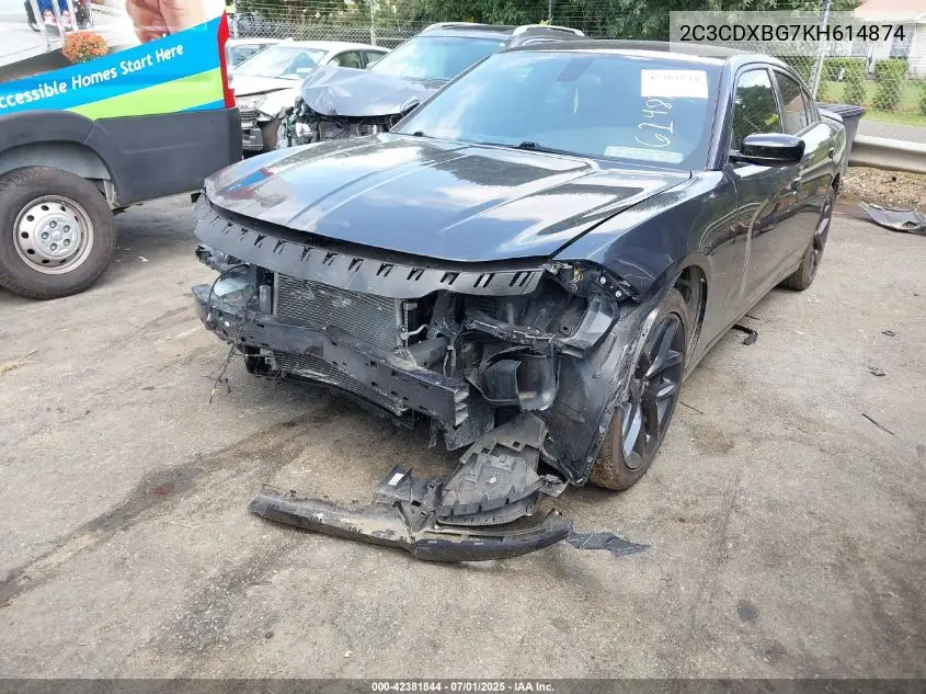 2019 Dodge Charger Sxt Rwd VIN: 2C3CDXBG7KH614874 Lot: 42381844