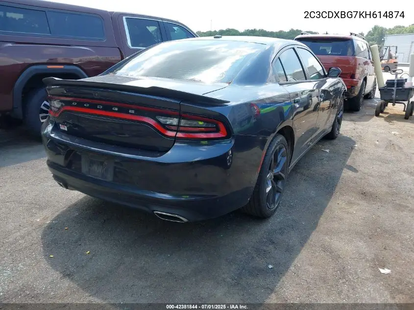 2019 Dodge Charger Sxt Rwd VIN: 2C3CDXBG7KH614874 Lot: 42381844