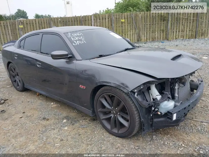 2019 Dodge Charger Scat Pack Rwd VIN: 2C3CDXGJ7KH742276 Lot: 42588195