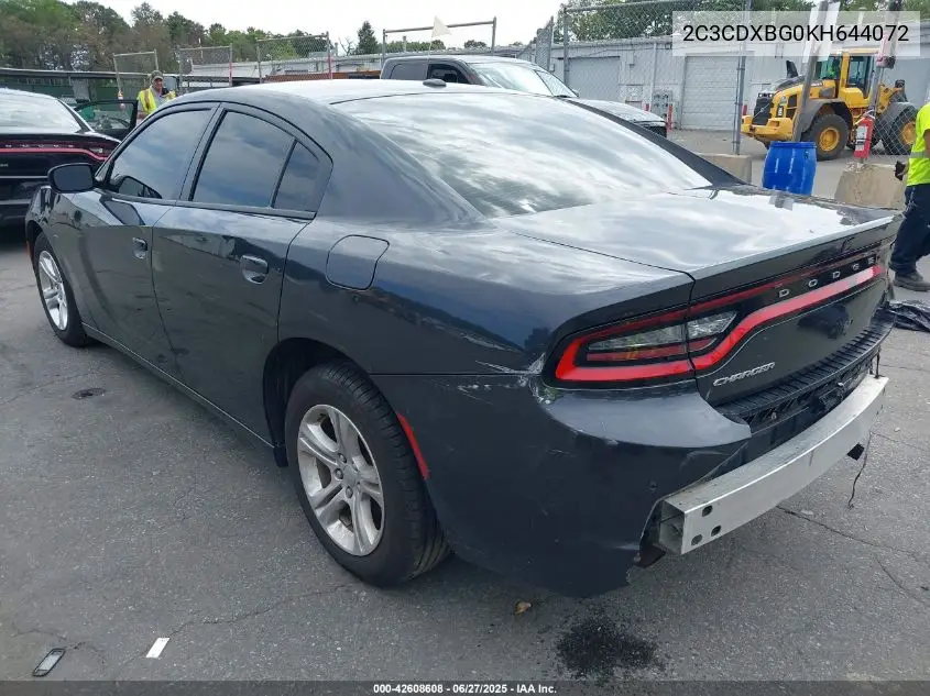 2019 Dodge Charger Sxt Rwd VIN: 2C3CDXBG0KH644072 Lot: 42608608