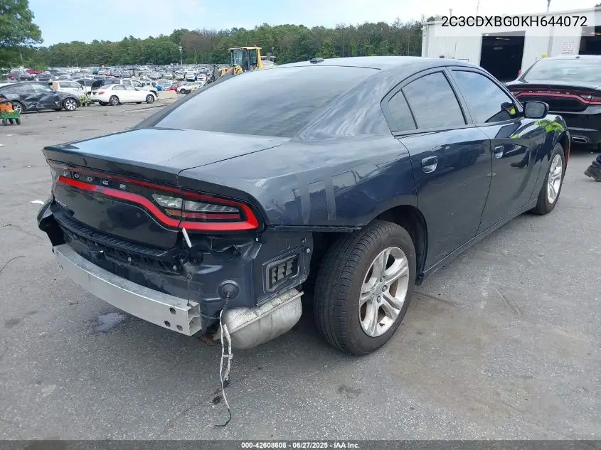 2019 Dodge Charger Sxt Rwd VIN: 2C3CDXBG0KH644072 Lot: 42608608