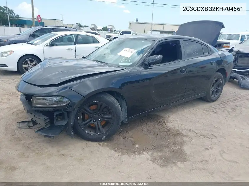 2019 Dodge Charger Sxt Rwd VIN: 2C3CDXBG2KH704661 Lot: 42618516