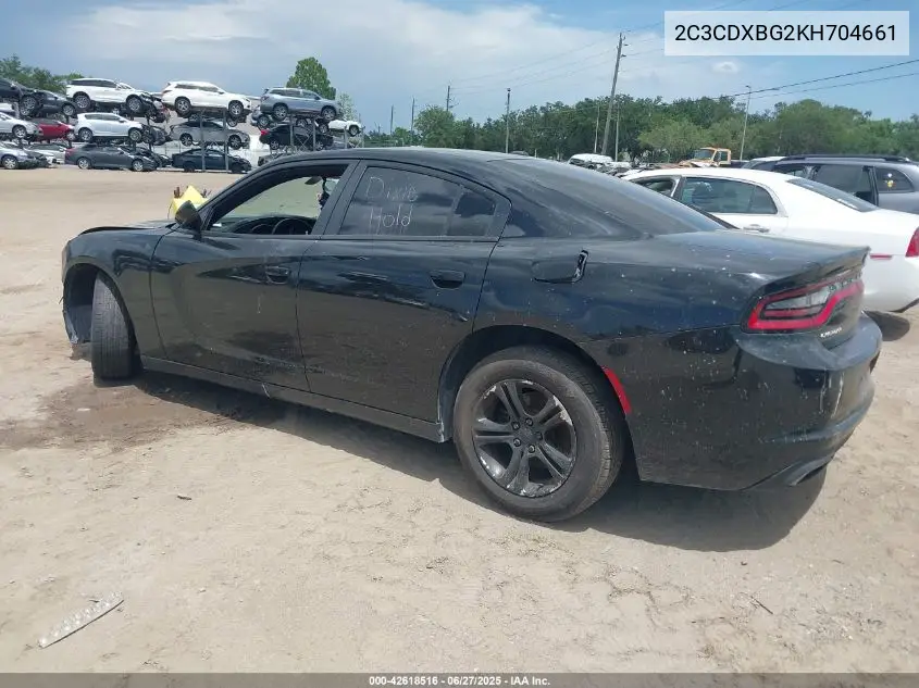 2019 Dodge Charger Sxt Rwd VIN: 2C3CDXBG2KH704661 Lot: 42618516