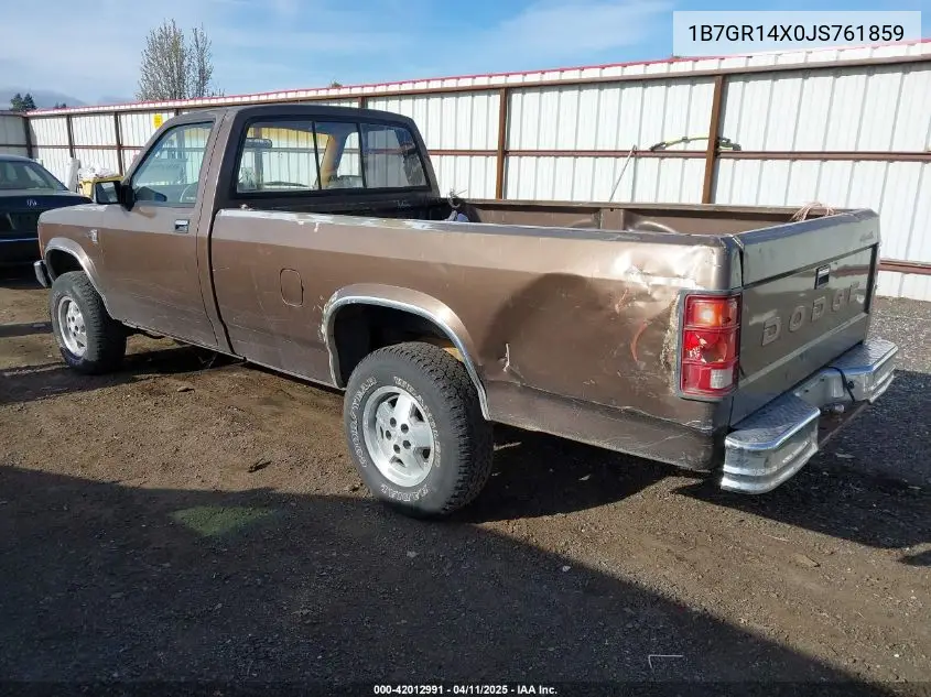 1988 Dodge Dakota VIN: 1B7GR14X0JS761859 Lot: 42012991