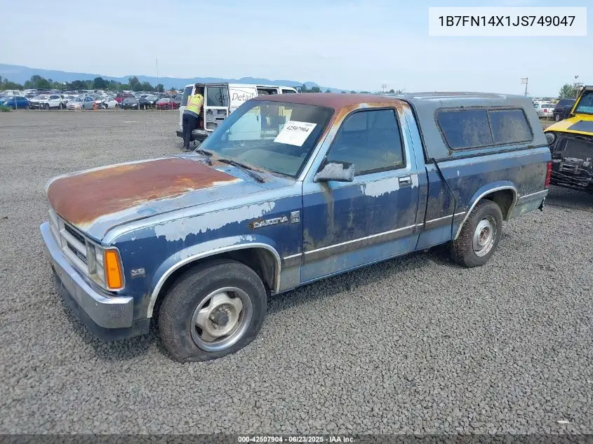1988 Dodge Dakota VIN: 1B7FN14X1JS749047 Lot: 42507904