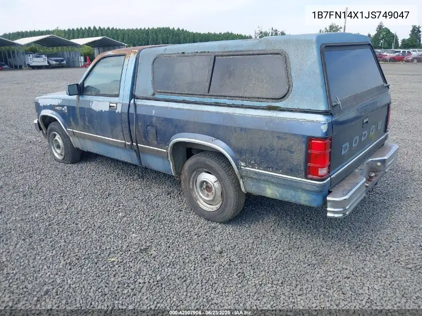 1988 Dodge Dakota VIN: 1B7FN14X1JS749047 Lot: 42507904