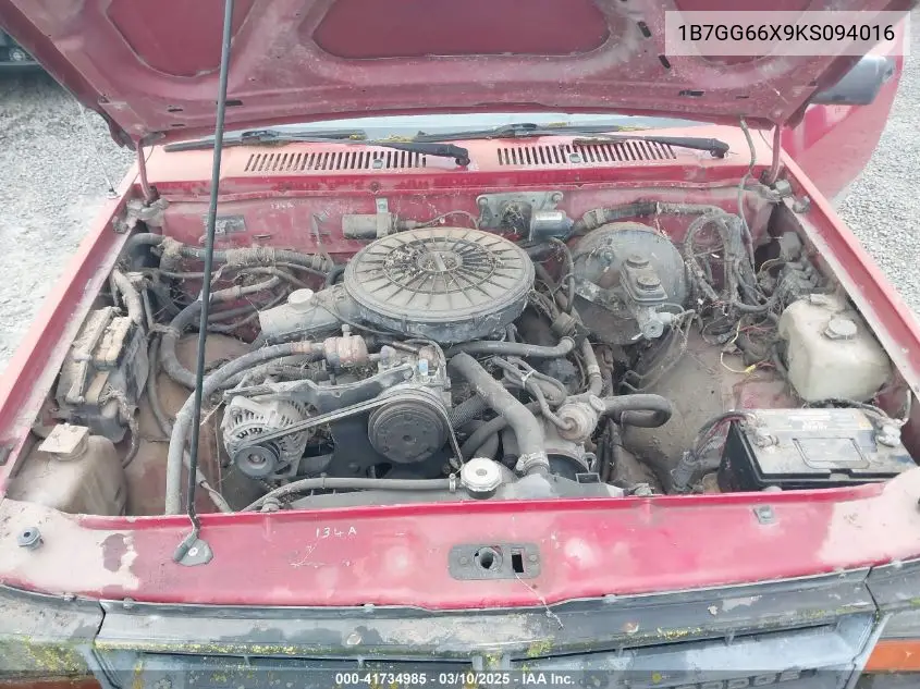 1989 Dodge Dakota Sport VIN: 1B7GG66X9KS094016 Lot: 41734985