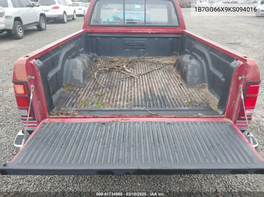 1989 Dodge Dakota Sport VIN: 1B7GG66X9KS094016 Lot: 41734985