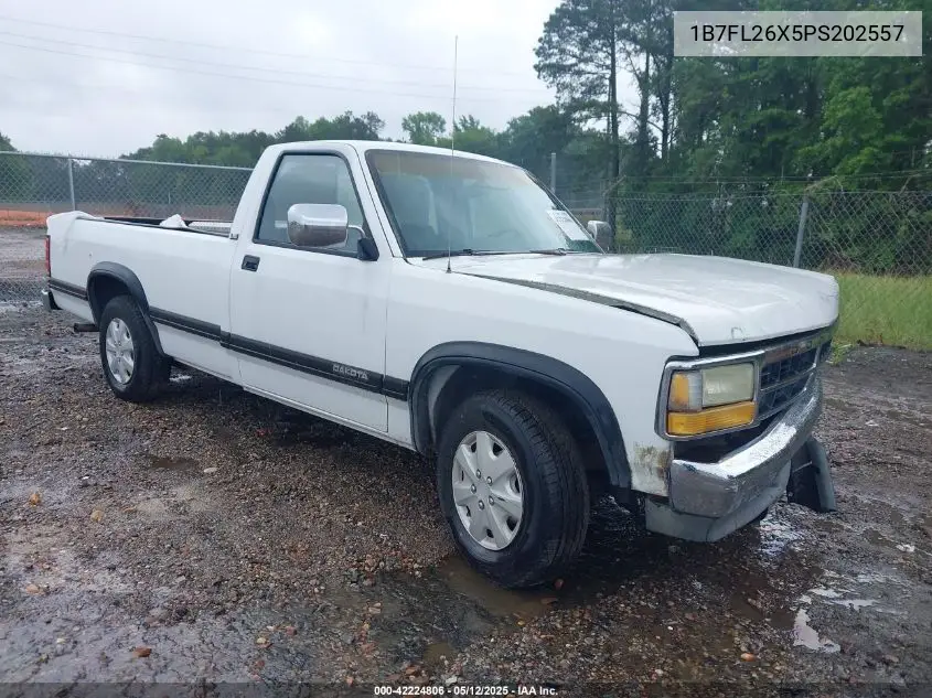 1993 Dodge Dakota VIN: 1B7FL26X5PS202557 Lot: 42224806