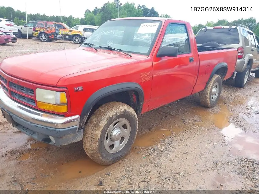 1995 Dodge Dakota VIN: 1B7GG26X8SW914314 Lot: 42245219