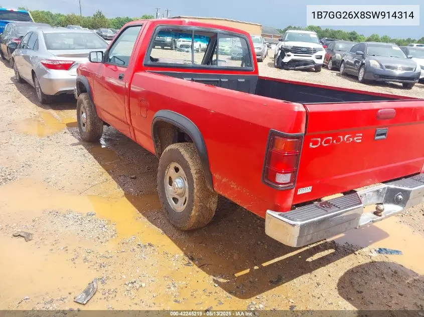 1995 Dodge Dakota VIN: 1B7GG26X8SW914314 Lot: 42245219