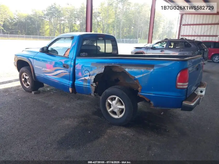 1998 Dodge Dakota VIN: 1B7GG26X1WS582729 Lot: 42739105