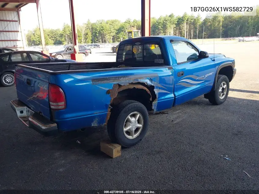 1998 Dodge Dakota VIN: 1B7GG26X1WS582729 Lot: 42739105