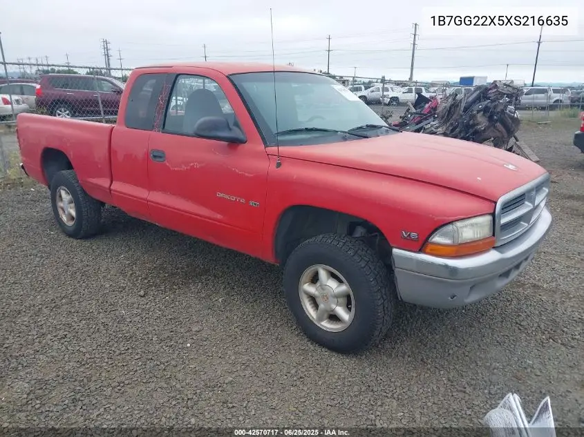 1999 Dodge Dakota Slt/Sport VIN: 1B7GG22X5XS216635 Lot: 42570717
