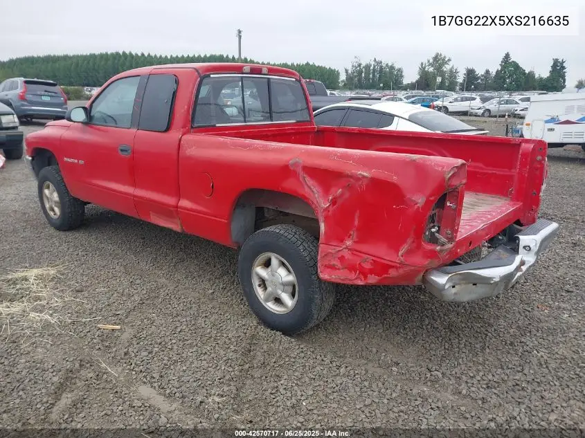 1999 Dodge Dakota Slt/Sport VIN: 1B7GG22X5XS216635 Lot: 42570717
