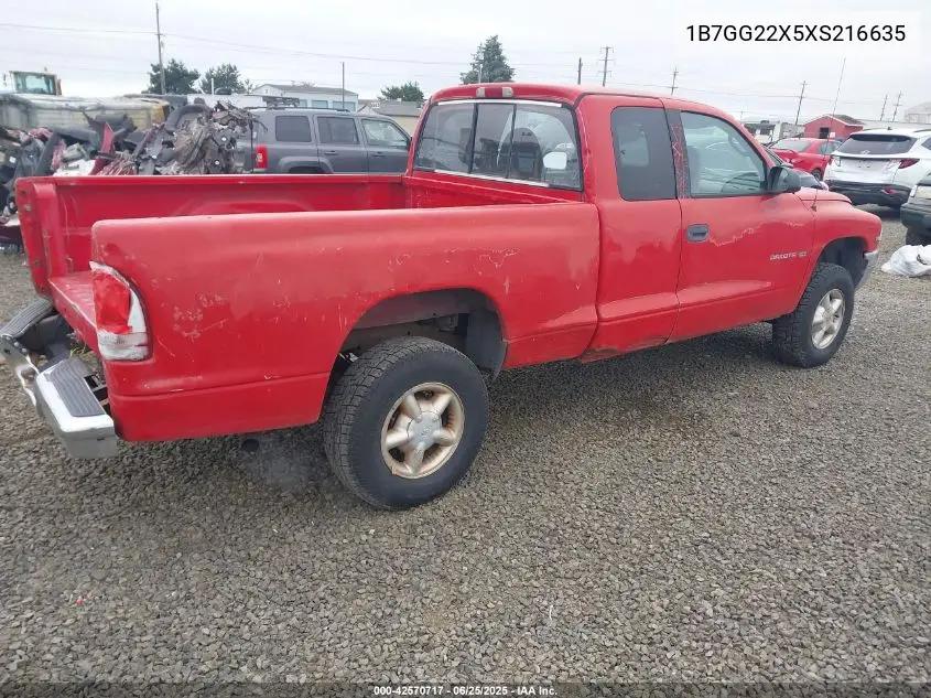 1999 Dodge Dakota Slt/Sport VIN: 1B7GG22X5XS216635 Lot: 42570717