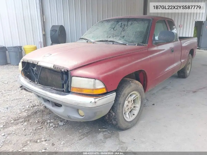 2000 Dodge Dakota Slt/Sport VIN: 1B7GL22X2YS587779 Lot: 42231475