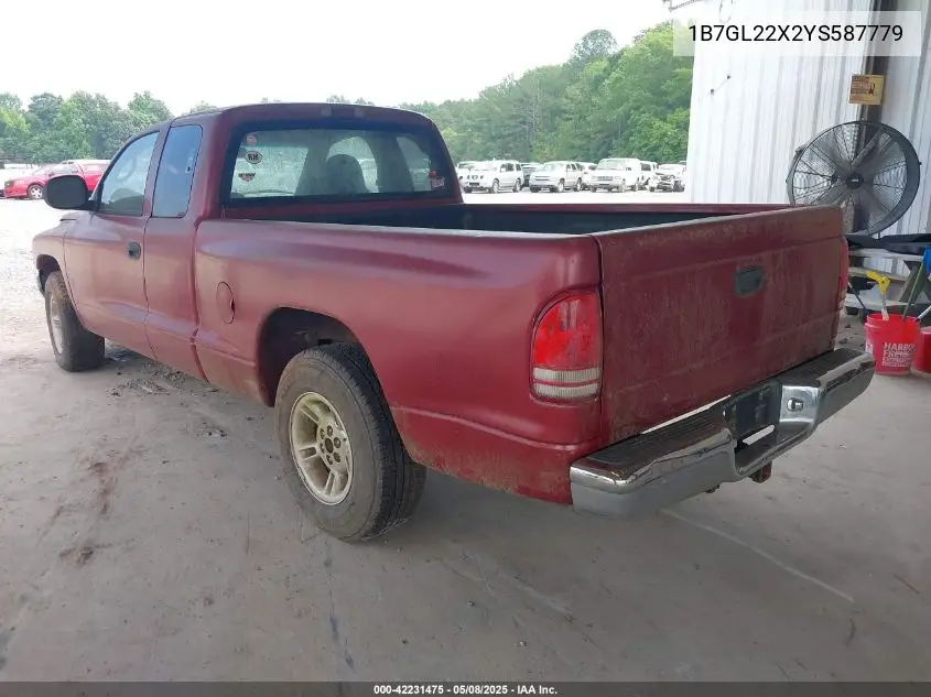 2000 Dodge Dakota Slt/Sport VIN: 1B7GL22X2YS587779 Lot: 42231475