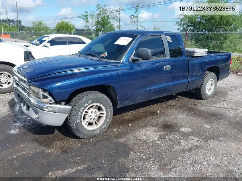 2000 Dodge Dakota Slt/Sport VIN: 1B7GL22X3YS523895 Lot: 42247540