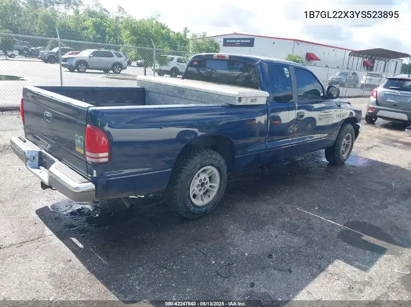 2000 Dodge Dakota Slt/Sport VIN: 1B7GL22X3YS523895 Lot: 42247540