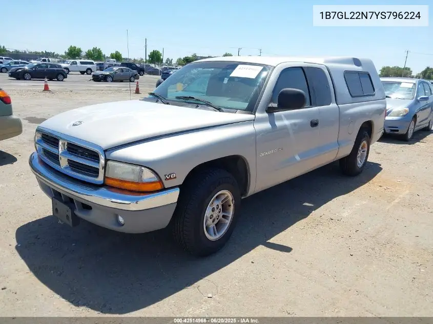 2000 Dodge Dakota Slt/Sport VIN: 1B7GL22N7YS796224 Lot: 42514966