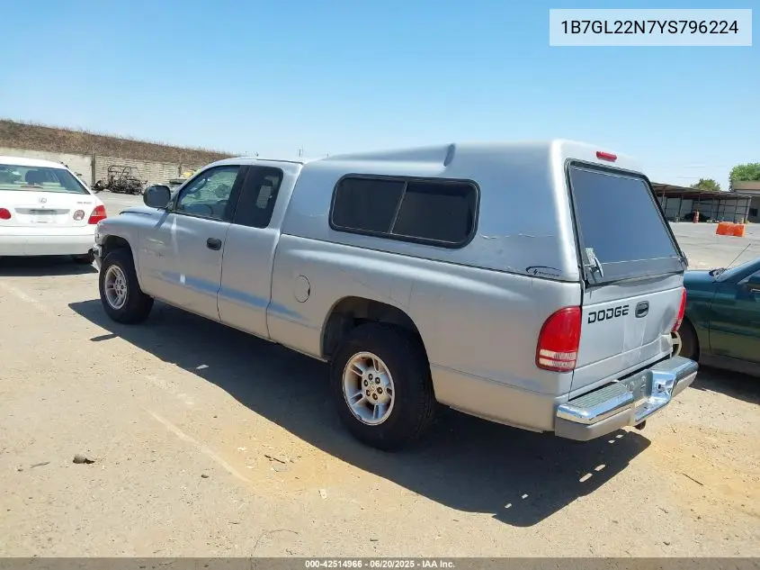 2000 Dodge Dakota Slt/Sport VIN: 1B7GL22N7YS796224 Lot: 42514966