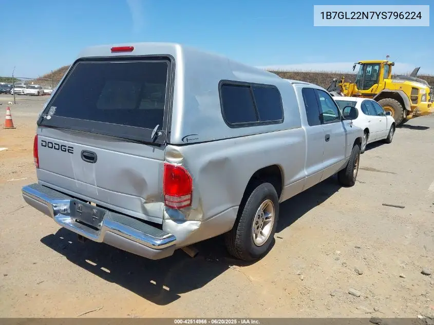 2000 Dodge Dakota Slt/Sport VIN: 1B7GL22N7YS796224 Lot: 42514966