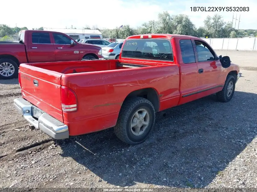 2000 Dodge Dakota Slt/Sport VIN: 1B7GL22X9YS532083 Lot: 42541597